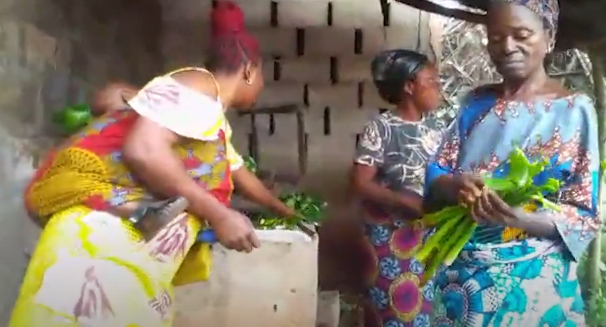 women preparing water hyacinth