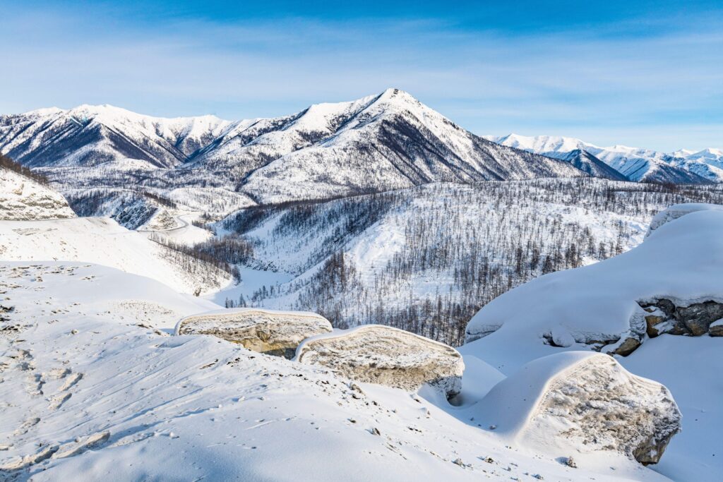 A snowy landscape in the Republic of Sakha (Yakutia)